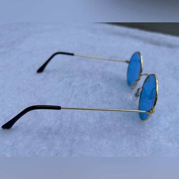 Blue Round Boho Hippie Sunglasses - Picture 7 of 10